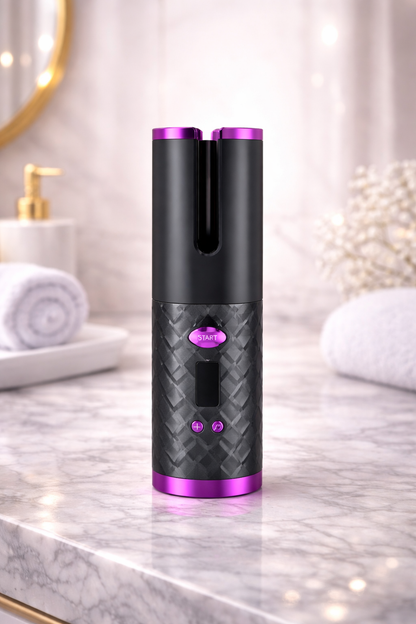 Cordless rotating curling iron