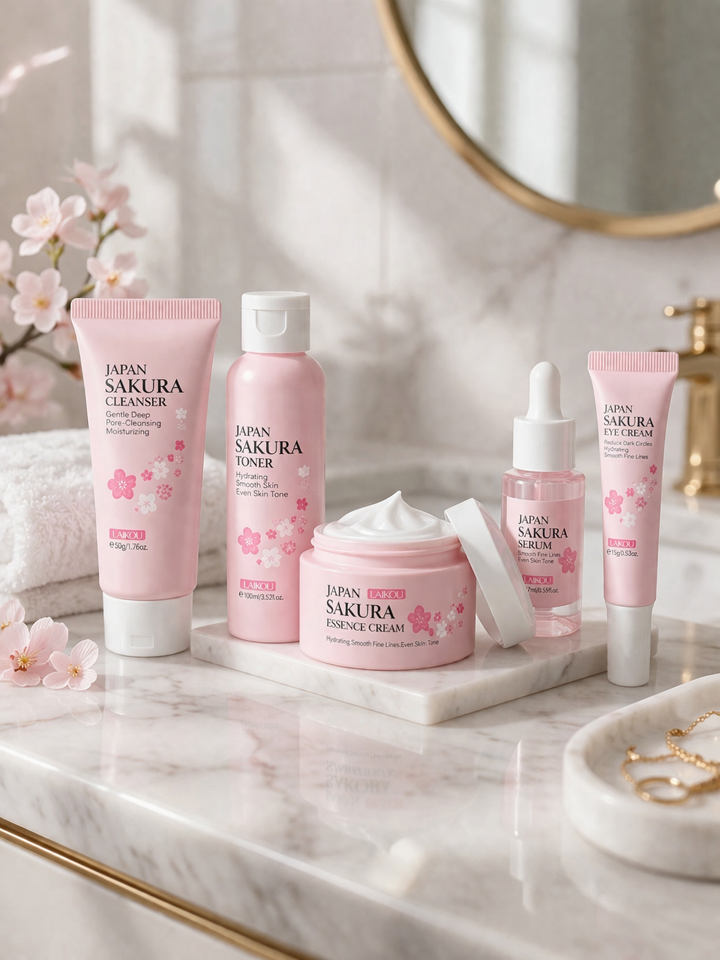 Routine Sakura — Peau lisse & éclat (5 étapes)