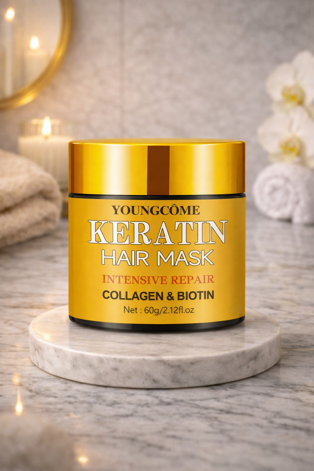 Masque Capillaire Biotine, Collagène & Kératine — Soin Réparateur Intensif